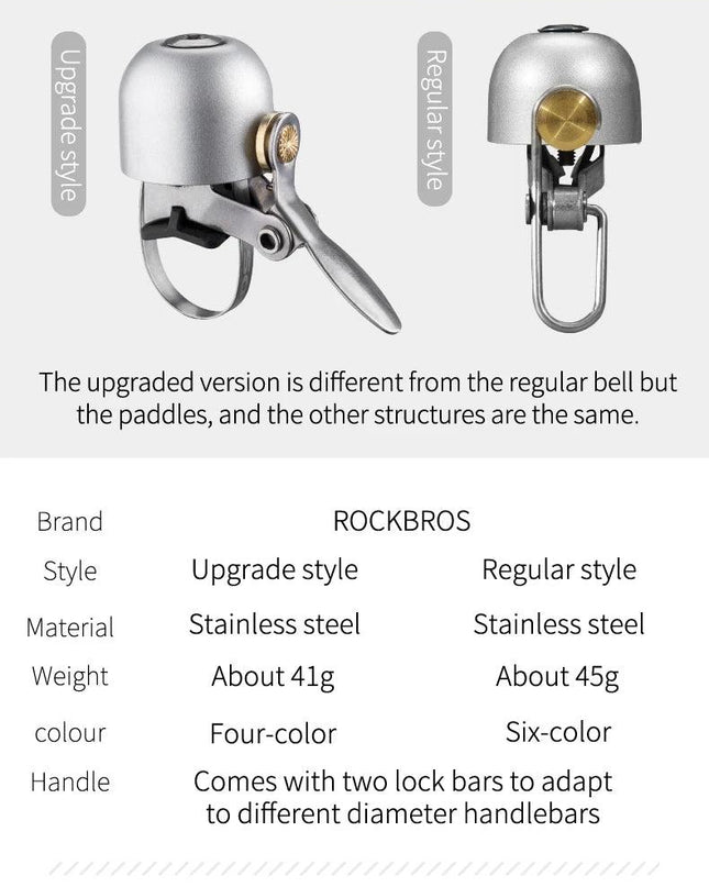 ROCKBROS Bicycle Vintage Brass Bell Ring Clear Sound Quality MTB Road Bike Retro Bell Cycling Children Horn Kid Bike Accessories