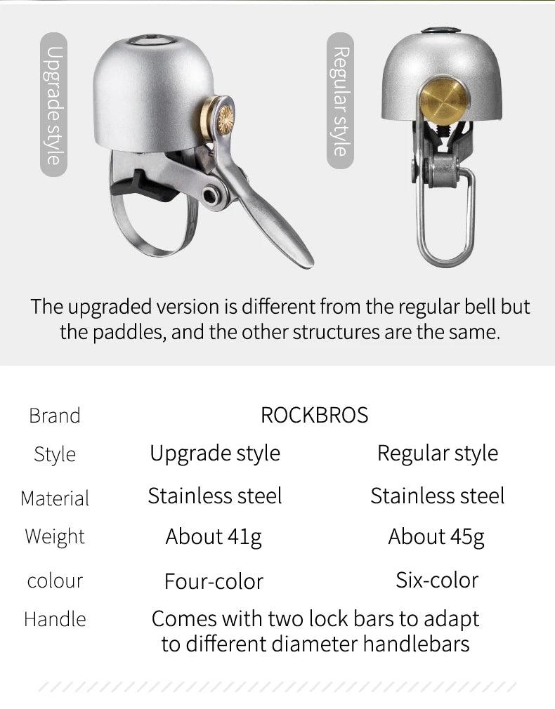 ROCKBROS Bicycle Vintage Brass Bell Ring Clear Sound Quality MTB Road Bike Retro Bell Cycling Children Horn Kid Bike Accessories