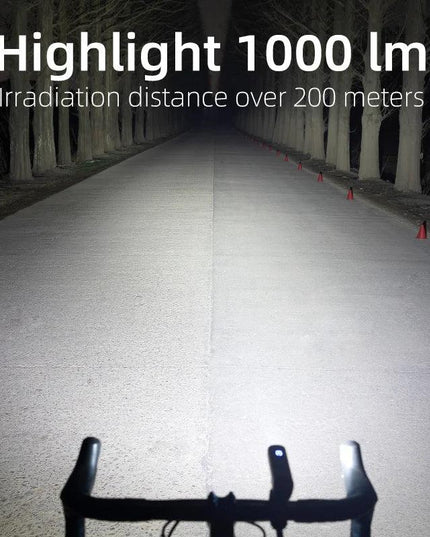 ROCKBROS 1000Lumen Bike Light Smart Vibration Sensing Bike Lamp 5Modes Bicycle Headlight LED Flashlight Lantern Bike Accessories