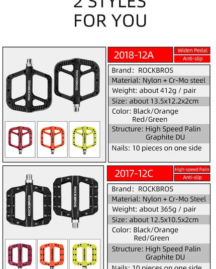 ROCKBROS Ultralight Seal Bearings Bicycle Bike Pedals Cycling Nylon Road bmx Mtb Pedals Flat Platform Bicycle Parts Accessories