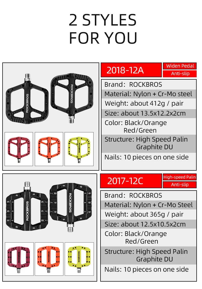 ROCKBROS Ultralight Seal Bearings Bicycle Bike Pedals Cycling Nylon Road bmx Mtb Pedals Flat Platform Bicycle Parts Accessories