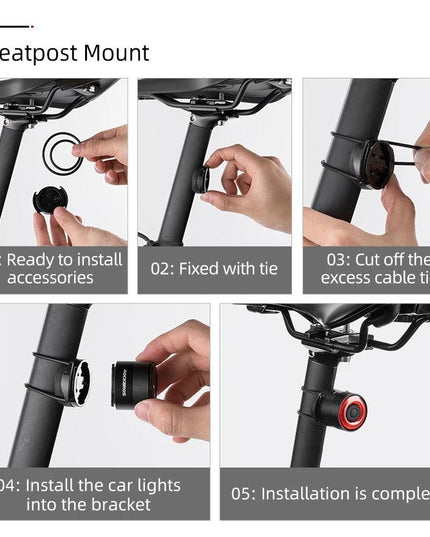 ROCKBROS Bike Tail Light MTB Road Bike Night Cycling Rear Light Smart Brake Sensor Warning Light Waterproof Bicycle Accessories