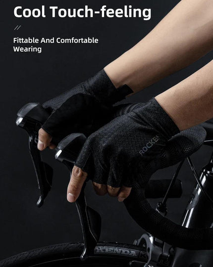 ROCKBROS Cycling Gloves Autumn Spring MTB Bike Gloves SBR Pad Half Finger Bicycle Goves Men Women Breathable Shockproof Gloves