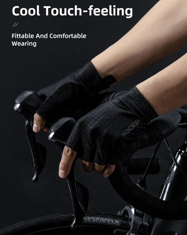 ROCKBROS Cycling Gloves Autumn Spring MTB Bike Gloves SBR Pad Half Finger Bicycle Goves Men Women Breathable Shockproof Gloves