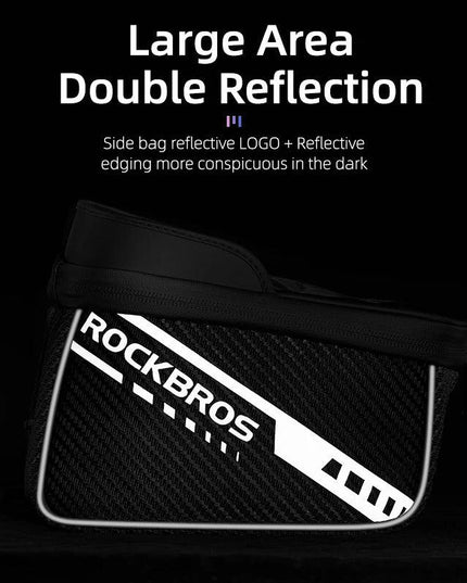 ROCKBROS Front Bike Bag Sensitive Touch Screen Reflective 1L Bicycle Bag Double Zipper Separate Storage Bag MTB Bike Accessories