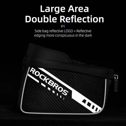 ROCKBROS Front Bike Bag Sensitive Touch Screen Reflective 1L Bicycle Bag Double Zipper Separate Storage Bag MTB Bike Accessories