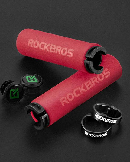 ROCKBROS Bicycle Grips MTB Silicone Sponge Handlebar Grips Anti-skid Shock-absorbing Soft Bike Grips Ultraight Cycling Handlebar