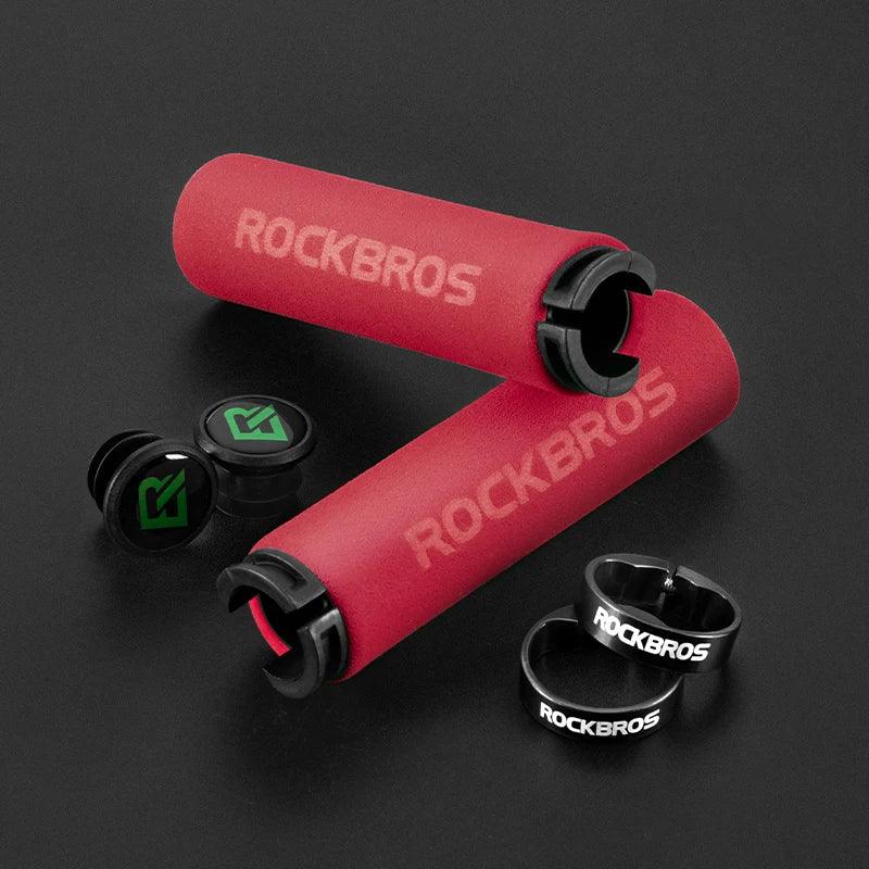 ROCKBROS Bicycle Grips MTB Silicone Sponge Handlebar Grips Anti-skid Shock-absorbing Soft Bike Grips Ultraight Cycling Handlebar