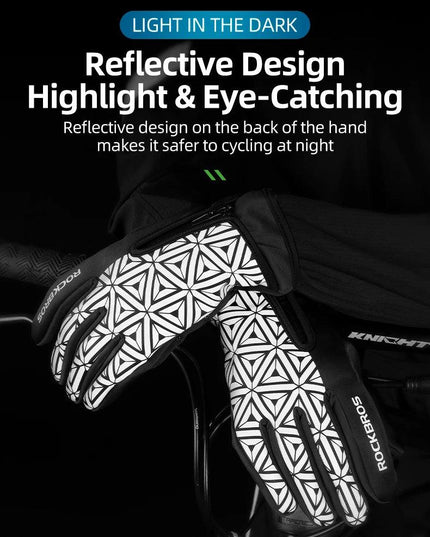 ROCKBROS Winter Bicycle Gloves Touch Screen Thermal Fleece Climbing Skiing Bike Gloves Men Women Windproof Warm Cycling Gloves