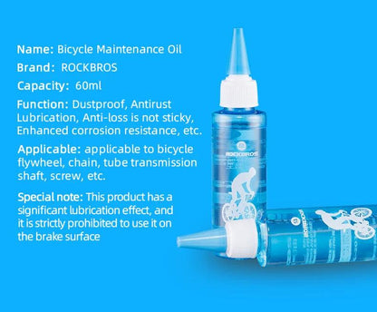 ROCKBROS Bicycle Lubricating Oil Antirust Mountain Bicycle Bearing Gear Dustproof Corrosion Resistance Bike Chain Oil Portable