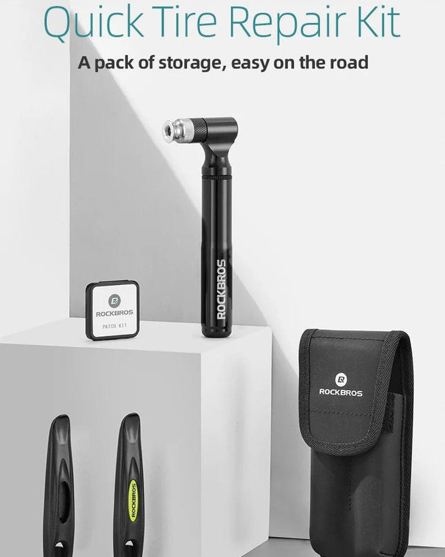 ROCKBROS Bicycle Tools 130Psi AV/FV Aluminum Alloy Pump Multi Tool Soft Rubber Tire Patch Tire Lever Multitool Bike Accessories