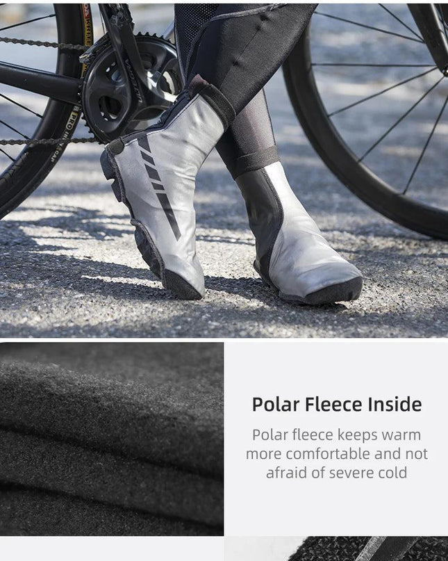 ROCKBROS Winter Waterproof Cycling Shoe Cover Reflective Thermal Elastic Rainproof Bike Shoe Cover Cycling Overshoes Boot Covers