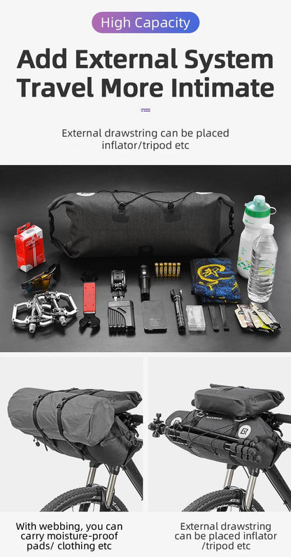 ROCKBROS Bicycle Bag Big Capacity Waterproof Front Tube Cycling Bag MTB Handlebar Bag Front Frame Trunk Pannier Bike Accessories