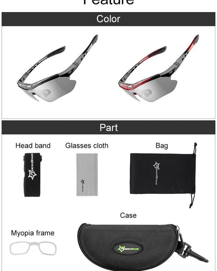 ROCKBROS Cycling Glasses Photochromic Bicycle Sports Sunglasses Men Women UV400 MTB Road Bike Goggles Ultralight Outdoor Eyewear