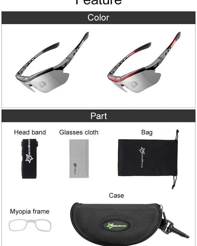 ROCKBROS Cycling Glasses Photochromic Bicycle Sports Sunglasses Men Women UV400 MTB Road Bike Goggles Ultralight Outdoor Eyewear