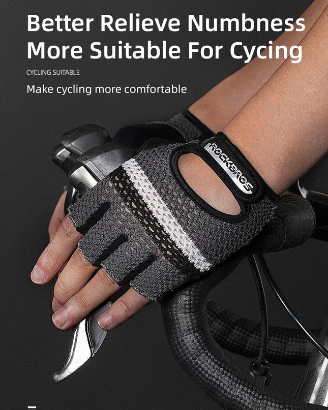 ROCKBROS Women Men's Cycling Gloves Fitness Breatahble SBR Shockproof Fingerless Gloves Moto MTB Bike Gloves Bicycle Accessories