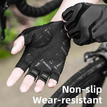 ROCKBROS Cycling Men's Gloves Breathable Shockproof Cycling Gloves Summer Fingerless Gloves MTB Mountain Bicycle Gloves Sports