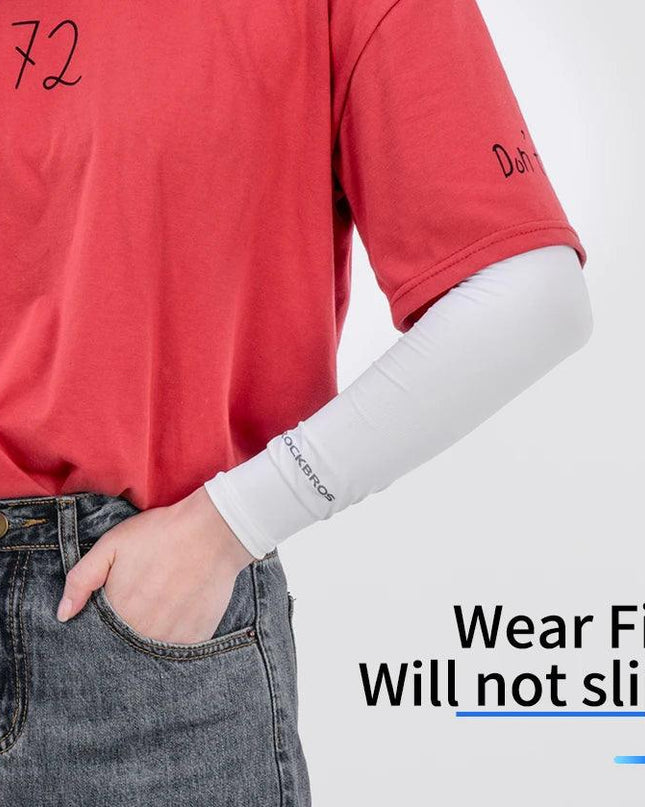 ROCKBROS Ice Fabric Running Arm Warmers UV Protect Arm Sleeves Basketball Camping Riding Outdoors Sports Wear Protective Gear