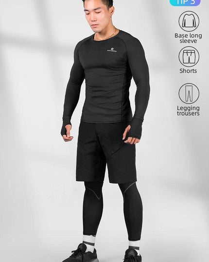ROCKBROS Men's Tracksuit Gym Fitness Compression Sports Suit Clothes Running Jogging Sportwear Exercise Workout Tights 5 Pcs/Set