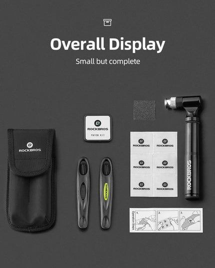 ROCKBROS Bicycle Tools 130Psi AV/FV Aluminum Alloy Pump Multi Tool Soft Rubber Tire Patch Tire Lever Multitool Bike Accessories