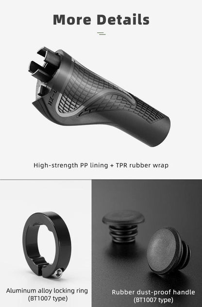 ROCKBROS MTB Bicycle Grips Horns Shofar Vice Handlebar Grips Cycling Shockproof Dust-proof Bike Grips Rubber Bilateral Locked