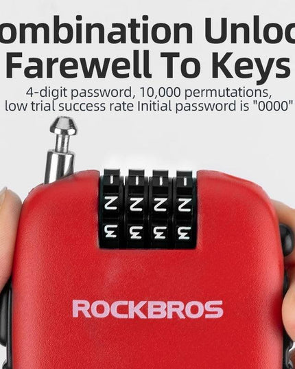 ROCKBROS Telescopic Bicycle Lock Anti-theft bike Lock Cable Helmet Lock Chain Backpack Cycling Password Lock Bike Accessories