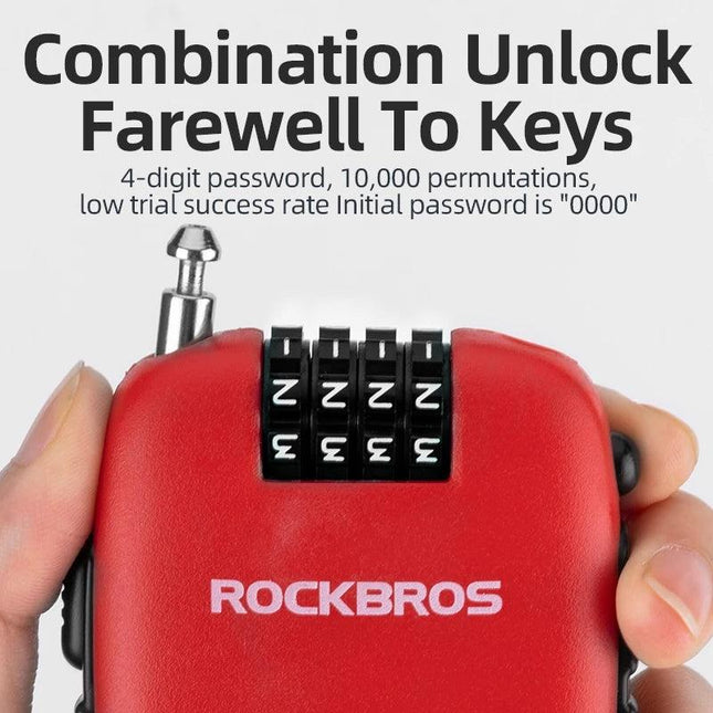 ROCKBROS Telescopic Bicycle Lock Anti-theft bike Lock Cable Helmet Lock Chain Backpack Cycling Password Lock Bike Accessories