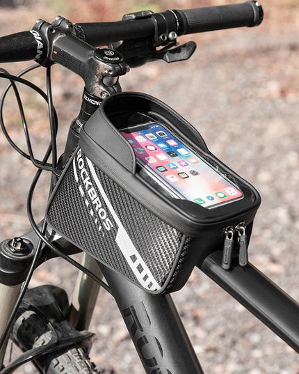 ROCKBROS Front Bike Bag Sensitive Touch Screen Reflective 1L Bicycle Bag Double Zipper Separate Storage Bag MTB Bike Accessories