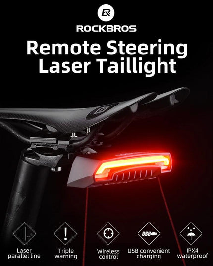 ROCKBROS Bike Tail Light USB Rechargeable Wireless Waterproof MTB Safety Intelligent Remote Control Turn Sign Bicycle Light Lamp