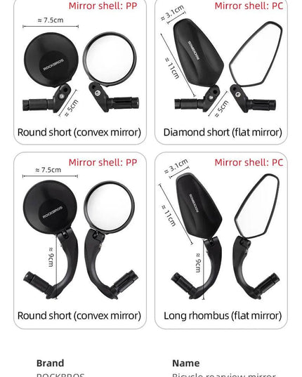 ROCKBRSO HD View MTB Road Bike Mirrors 360 Angle Adjustable Handlebar Wide Range Rearview Mirror For Motorcycle Accessories