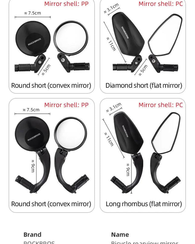 ROCKBRSO HD View MTB Road Bike Mirrors 360 Angle Adjustable Handlebar Wide Range Rearview Mirror For Motorcycle Accessories