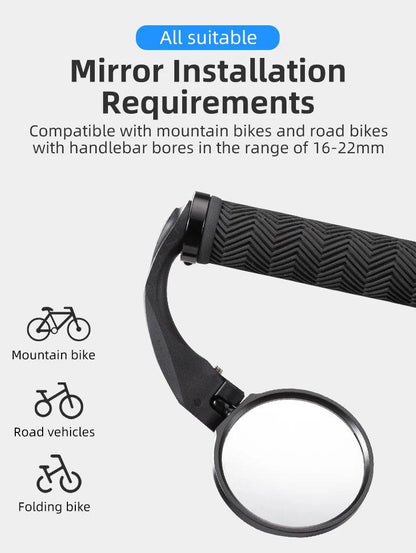 ROCKBRSO HD View MTB Road Bike Mirrors 360 Angle Adjustable Handlebar Wide Range Rearview Mirror For Motorcycle Accessories