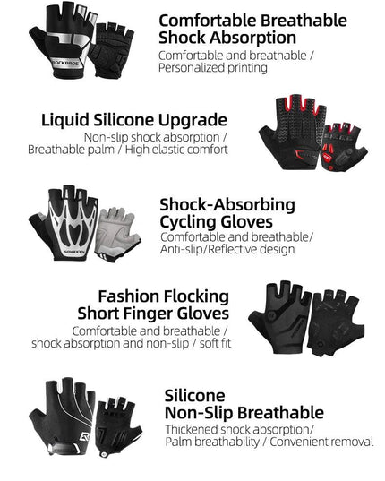 ROCKBROS Cycling Gloves Half Finger Shockproof Wear Resistant Breathable MTB Road Bicycle Gloves Men Women Sports Bike Equipment