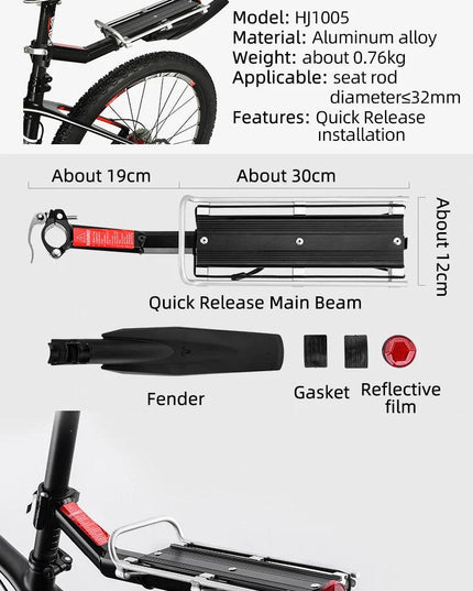 ROCKBROS Bicycle Rack MTB Road Bike Shelf Aluminum Alloy Bike Rack Quick Release Manned Rear Tailstock Bicycle Accessories