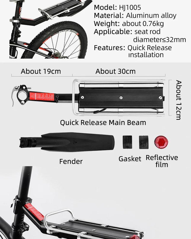 ROCKBROS Bicycle Rack MTB Road Bike Shelf Aluminum Alloy Bike Rack Quick Release Manned Rear Tailstock Bicycle Accessories