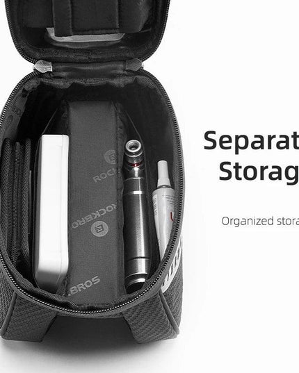 ROCKBROS Front Bike Bag Sensitive Touch Screen Reflective 1L Bicycle Bag Double Zipper Separate Storage Bag MTB Bike Accessories