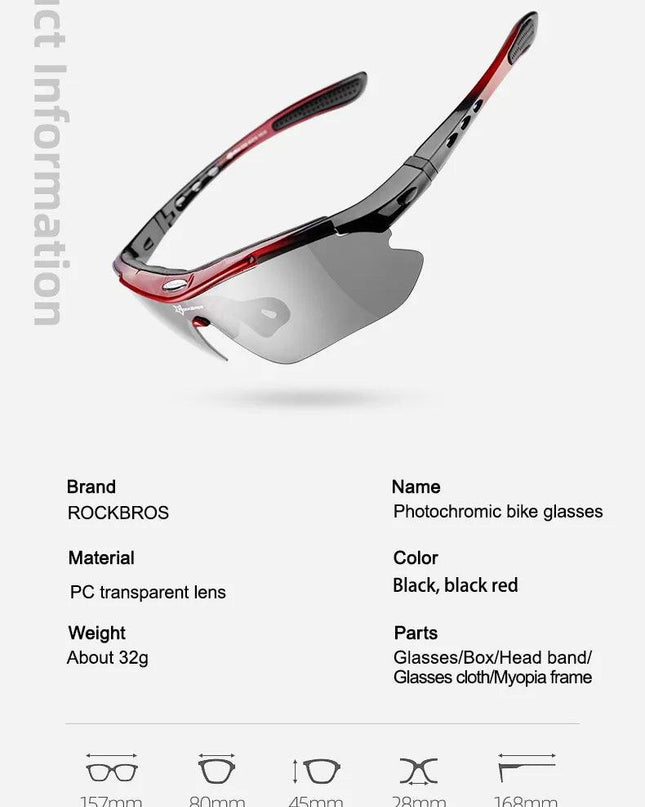 ROCKBROS Cycling Glasses Photochromic Bicycle Sports Sunglasses Men Women UV400 MTB Road Bike Goggles Ultralight Outdoor Eyewear
