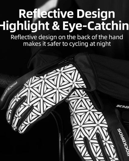ROCKBROS Winter Bicycle Gloves Touch Screen Thermal Fleece Climbing Skiing Bike Gloves Men Women Windproof Warm Cycling Gloves