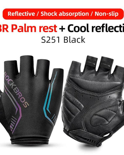 ROCKBROS MTB Road Male Cycling Gloves High Reflective Ant-slip Shockproof Fingerless Gloves For Bicycle Motorcycle Accessories