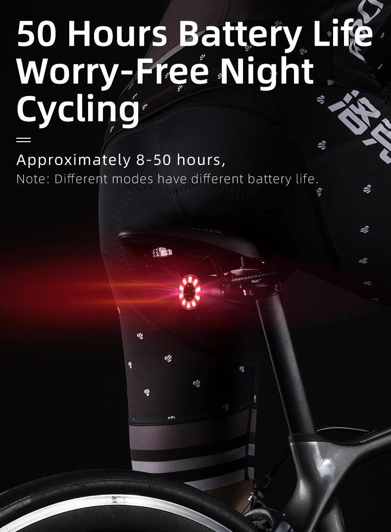 ROCKBROS Bicycle Rear Light USB Charging Safety Warning Cycling Light Colorful Bicycle Tail Light Bike Light Bike Accessories