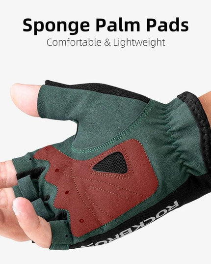 ROCKBROS Cycling Gloves Breathable Sweat-Wicking Net Bicycle Half Gloves Men Women High Stretch Fabric Sports Bike Gloves