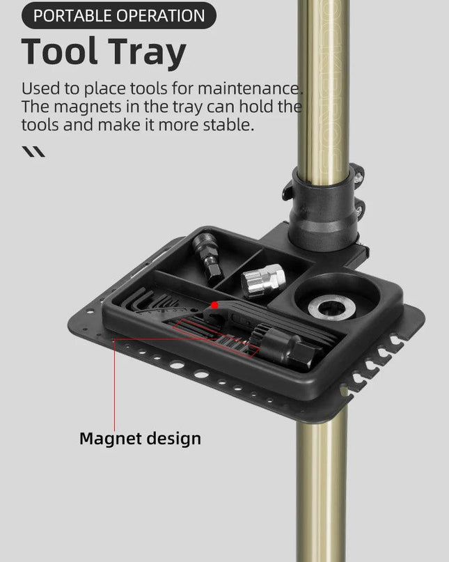 ROCKBROS Bike Repair Stand MTB Road Bicycle Maintenance Rack With Tool Tray Adjustable Foldable Storage Display Bike Work Stand