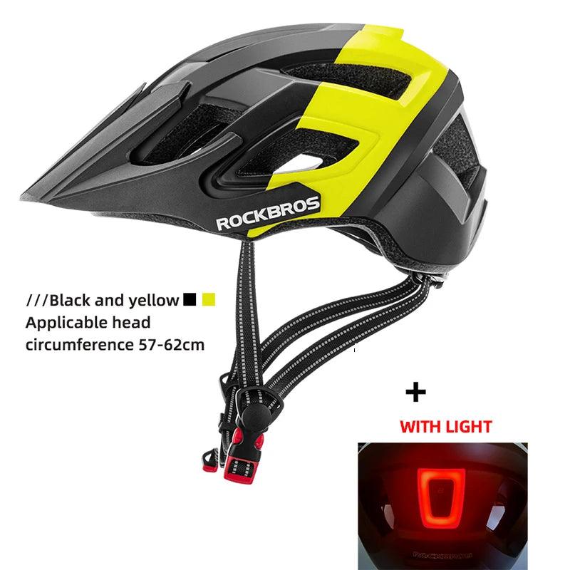 ROCKBROS Bicycle Helmet LED Light Rechargeable Cycling Helmet Mountain Road Bike Helmet Sport Safe Hat For Man Cycling Equipment