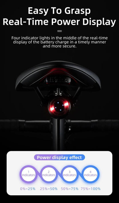 ROCKBROS Bicycle Rear Light USB Charging Safety Warning Cycling Light Colorful Bicycle Tail Light Bike Light Bike Accessories