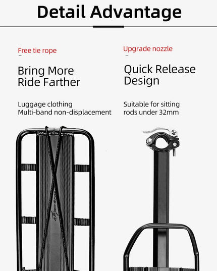 ROCKBROS Bicycle Rack MTB Road Bike Shelf Aluminum Alloy Bike Rack Quick Release Manned Rear Tailstock Bicycle Accessories