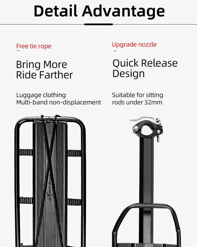 ROCKBROS Bicycle Rack MTB Road Bike Shelf Aluminum Alloy Bike Rack Quick Release Manned Rear Tailstock Bicycle Accessories