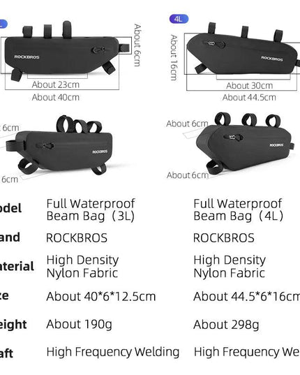 ROCKBROS Rainproof Bike Bag Large Capacity MTB Road Frame Bag Triangle Pouch Waterproof Caulking Bicycle Bag Pannier Accessories