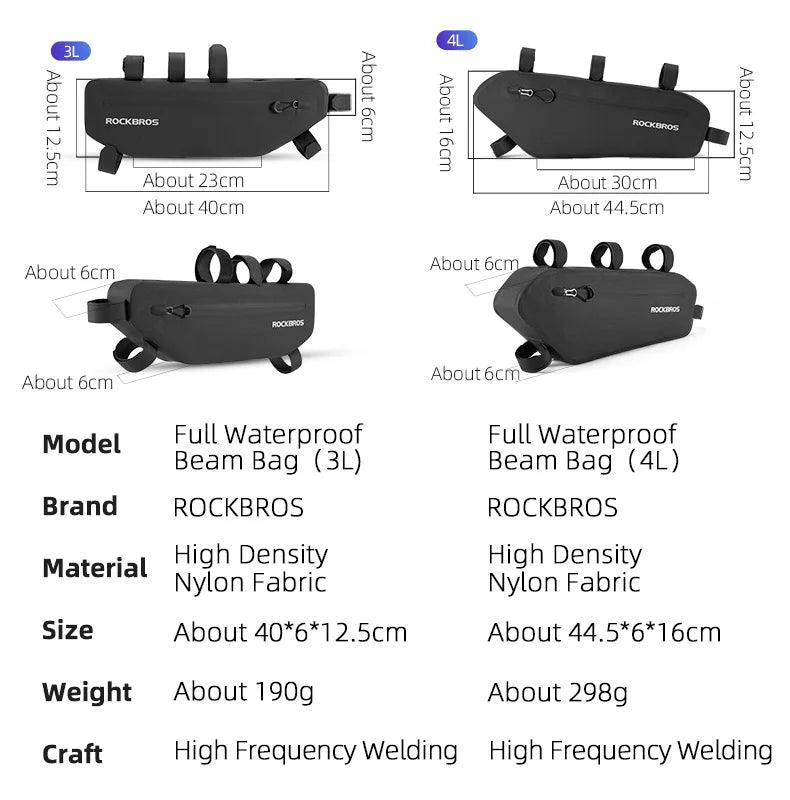 ROCKBROS Rainproof Bike Bag Large Capacity MTB Road Frame Bag Triangle Pouch Waterproof Caulking Bicycle Bag Pannier Accessories