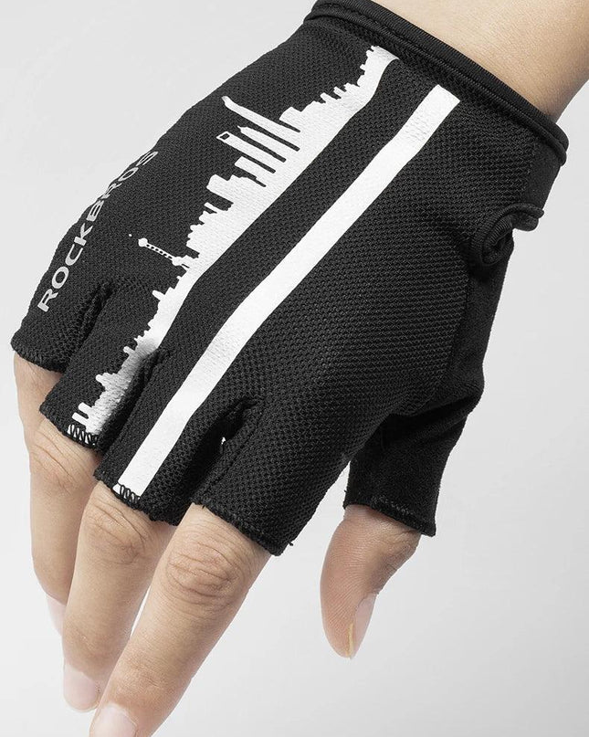 ROCKBROS Summer Cycling Half Finger Gloves Anti-slip Breathable Bicycle Gloves Men Women Anti-sweat Reflective Bike Gloves