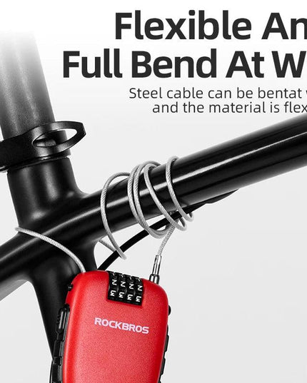 ROCKBROS Telescopic Bicycle Lock Anti-theft bike Lock Cable Helmet Lock Chain Backpack Cycling Password Lock Bike Accessories